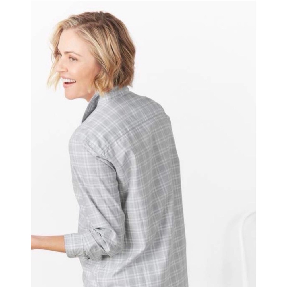 Sarah Alexandra The Weekend Shirt Size 4 Grey Windowpane Cotton Quiet Luxury - Picture 12 of 12